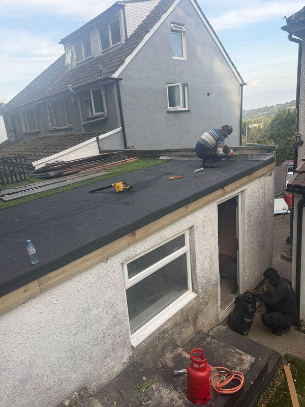 Garage flat roof being replaced