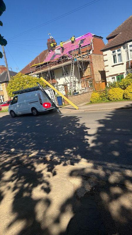 Scaffold up on a street of houses
